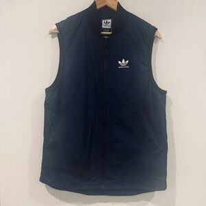 Adidas Originals Skateboarding Vest Men’s Med Navy Blue Trefoil Zip Up Quilted
